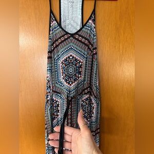 a.n.a Geometric Print Sleeveless Dress in Black, Gray and Pink